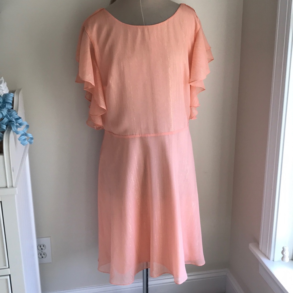 Halston Pink Blush Dress v-neck back